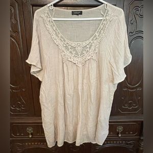 Elegant Beige Lace Detail Blouse